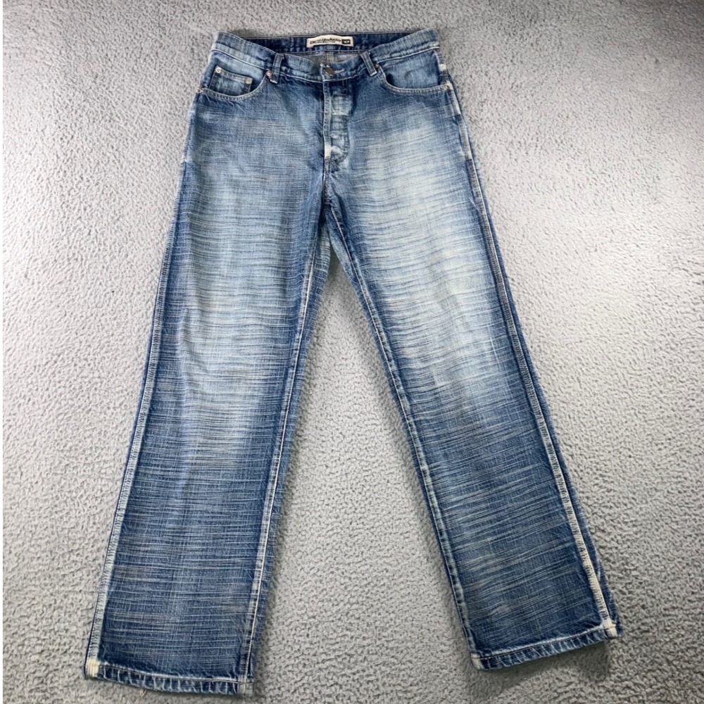 VTG Diesel Jeans Men 32 Straight Leg Blue Button Fly Slub Texture Distressed y2k